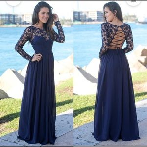 Navy lace flowy dress